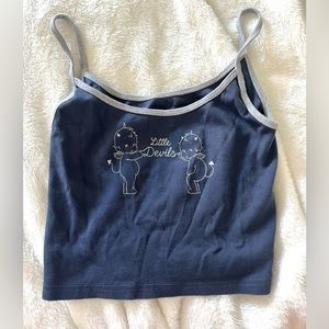 Brandy Melville - Little Devils Navy Cropped Tank